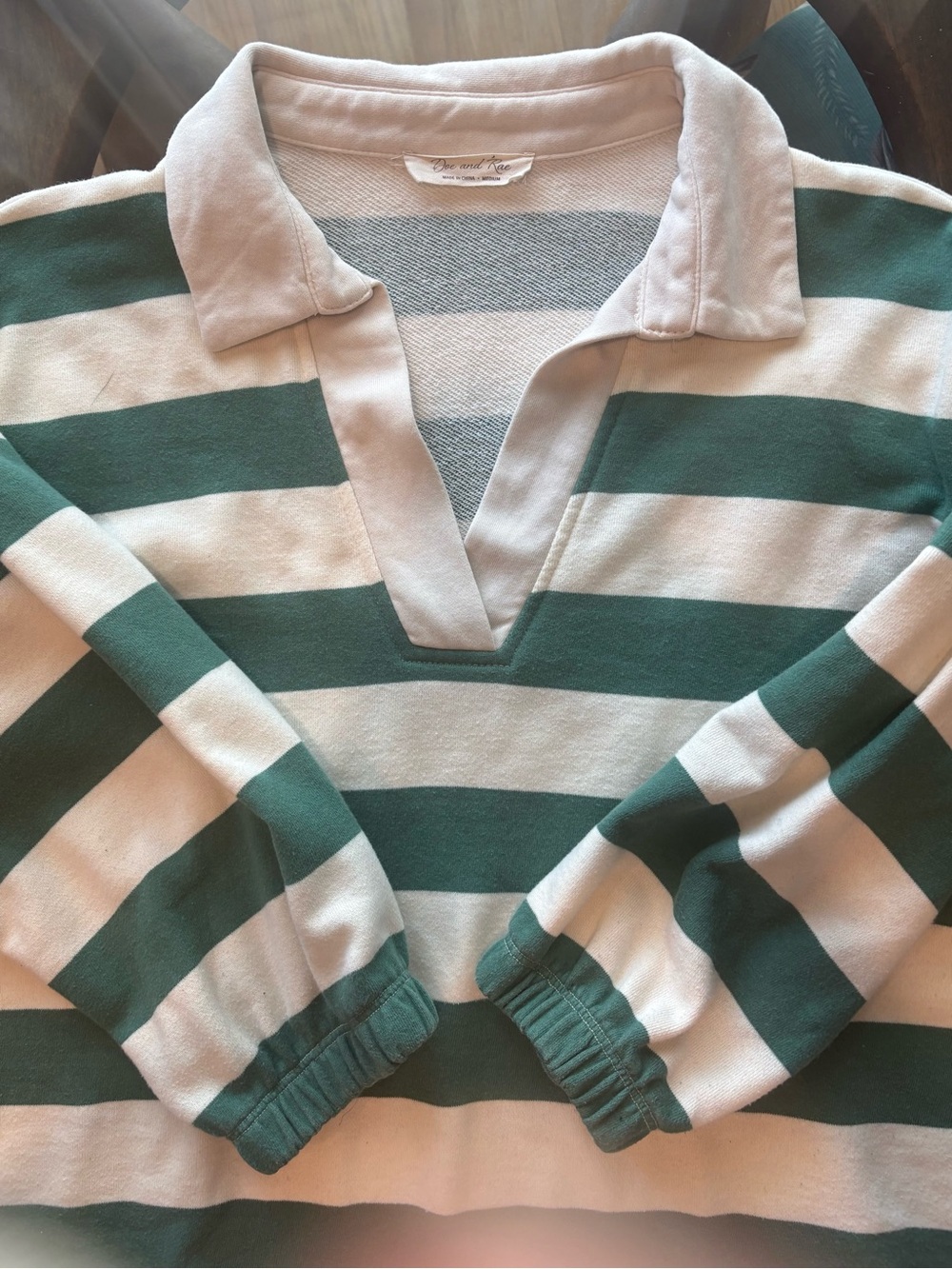 Women's Rugby Cream and Green knit